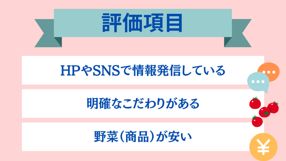 おすすめ農家評価項目